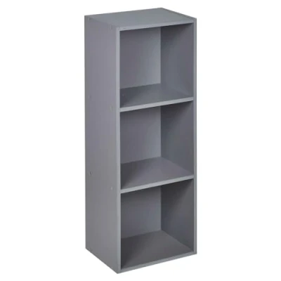 Image of URBNLIVING Tier Wooden Bookcase Shelving Display Storage Shelf Unit Wood Shelves (Grey, 3 Shelf)