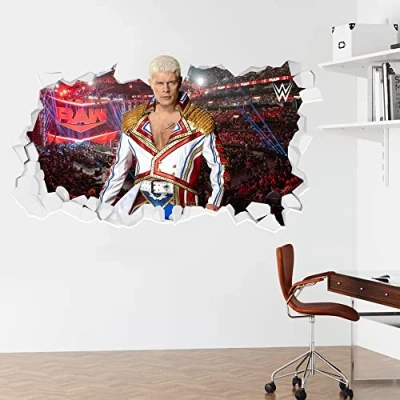 Image of WWE Wall Sticker Cody Rhodes Broken Decal Wrestling Mural Art (120cm Width x 65cm Height)