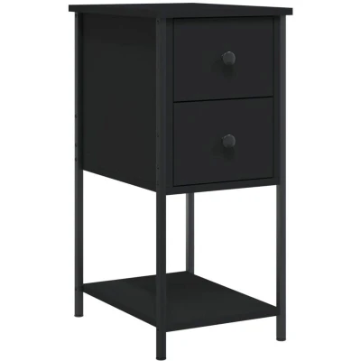 Image of vidaXL Bedside Cabinet Black 32x42x70 cm Engineered Wood