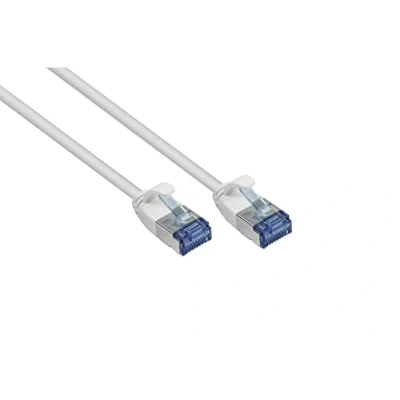 Image of Good Connections Cat 6A Slim patch cable 0.15 m / 15 cm U/FTP 10 Gbit/s and 500MHz COPPER conductor CU halogen free LSZH RNS latch protection thin network cable/LAN WHITE