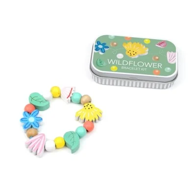Image of COTTON TWIST Kids Wildflower Bracelet Making Gift Kit Children Creative Beading Jewellery Designing Craft Play Set with Rectangular Tin
