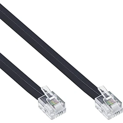 Image of Intos Connection Cable RJ12 Connector Male to Jack/Flat 10 M Black