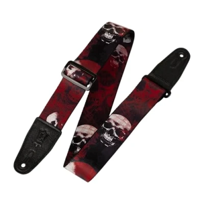 Image of Levy&#039;s MPS2 093 2 inch Polyester Sonic Art Guitar Straps Bloody Skulls