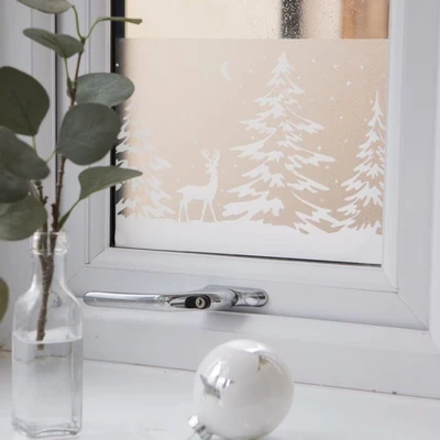 Image of d c fix window film privacy White forest static cling borders 20 cm x 1,5 m frosted glass sticker opaque for home, kitchen, bathroom &amp; office