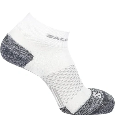 Image of Salomon Push Ankle Unisex Socks, Trail Running, Hiking, Reflective Details, Moisture Management, and Cushioning, White, 3.5 5
