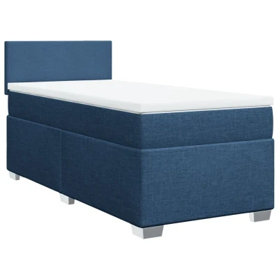 Image of vidaXL Box Spring Bed with Mattress Blue 100x200 cm Fabric