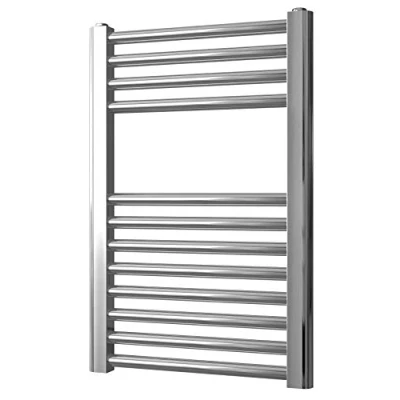 Image of Greened House Chrome Straight Heated Towel Rail 500mm Wide x 600mm high Flat Central Heating Radiator