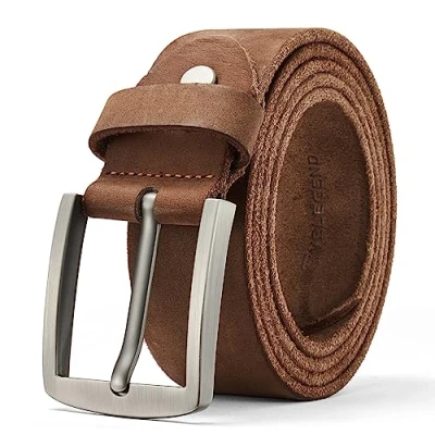 Image of VRLEGEND Mens Belt Leather Brown Black Men Work Belts 100% Full Grain Great for Jeans,Casual,Cowboy &amp; Wear with Gift Box (For 40&quot; 42&quot; Waist, Brown)