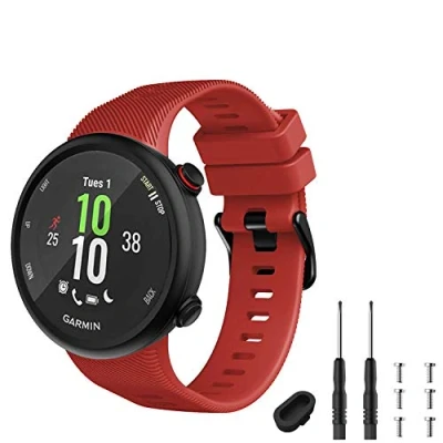 Image of GVFM Strap Compatible with Garmin Forerunner 45, Sport Silicone Wristband Arm Band Replacement Bracelet for 45 and Swim 2 (Red)