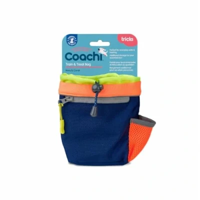 Image of Coachi Train &amp; Treat Bag, Pouch, Generously Sized Compartment, Zipped Pocket, Drawstring Closure, Secure Attachment, Clips on Belt, Waistband or Pocket. Suitable for Dog Walking Training
