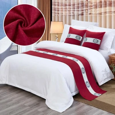 Image of QRGMKL New Bed Runner Bedspread Premium Scarf European Style Hotel Bedroom Home Bedding Protector Runners and Matching Cushions C240X50cm for 1.8m