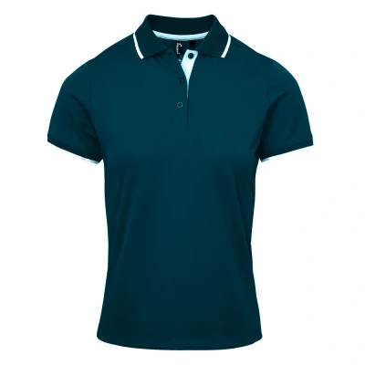 Image of Premier Womens/Ladies Contrast Coolchecker Polo Shirt (Navy/White) Size X Small