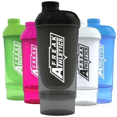 Image of Protein Shaker Bottle with Storage 500ml for Shakes (Black Transparent)