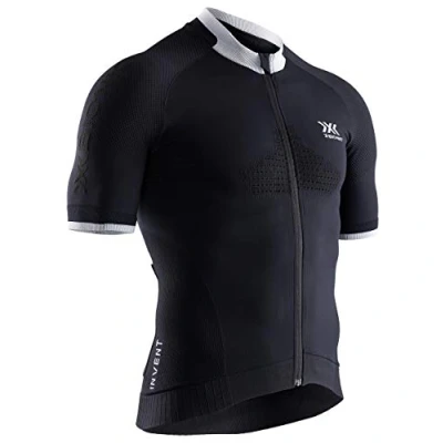 Image of X BIONIC Men Invent 4.0 Bike Race Zip Short Sleeve Shirt Opal Black/Arctic White, Small