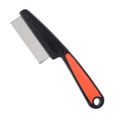 Image of nuoshen Flea Comb for Long Hair, Dogs &amp; Cats Ergonomic Handle, Fine Teeth Design Removal Grooming Tool