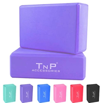 Image of TnP Accessories. Yoga Block Brick Blocks Set of 2 Bricks 9&#039;&#039;x6&#039;&#039;x4&#039;&#039; High Density EVA Foam Pilates Exercise Gym Support Pad (Purple)