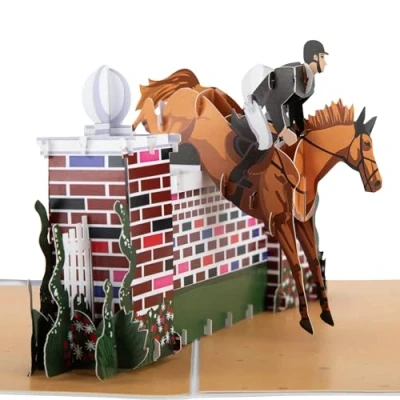 Image of Cardology Show Jumping Pop Up Card 3D Eventing Birthday Card, Fathers Day Cards, Mother&#039;s Horse Lover Gifts for Equestrians Handmade