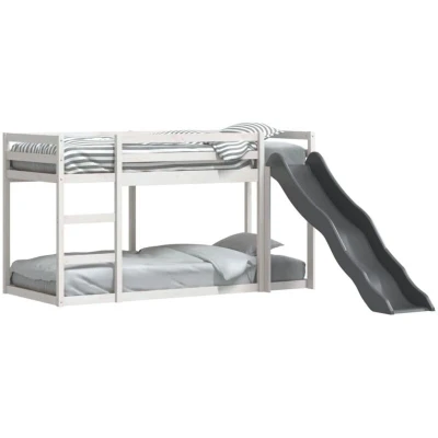 Image of vidaXL Bunk Bed with Slide&amp;Ladder without Mattress White 90x200 cm