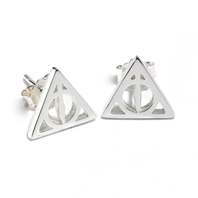 Image of Harry Potter Sterling Silver Deathly Hallows Drop Earrings with Crystals