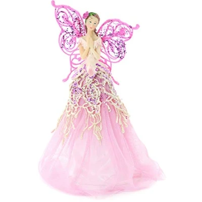 Image of Festive Productions Fabric Angel Christmas Tree Topper, 23 cm Pink