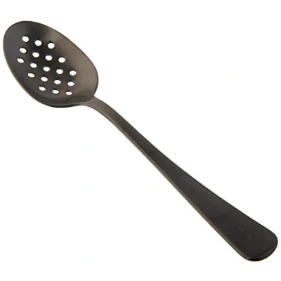 Image of Mercer Culinary Plating Spoon Perforated Bowl 7, Stainless Steel, Black, 27.8 x 4.0 2.5 cm, M35161BK