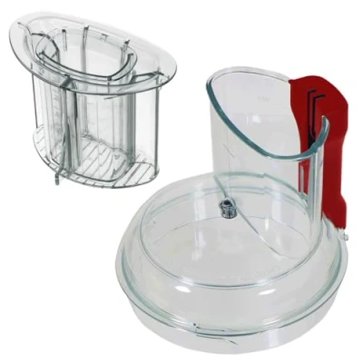 Image of SPARES2GO Replacement Lid Cover Compatible with Magimix CS4200XL CS5200XL Food Processor (Clear Red Handle) + Pusher