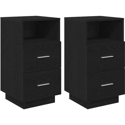 Image of vidaXL Bedside Cabinets 2 pcs with Drawers Black 36x36x68 cm