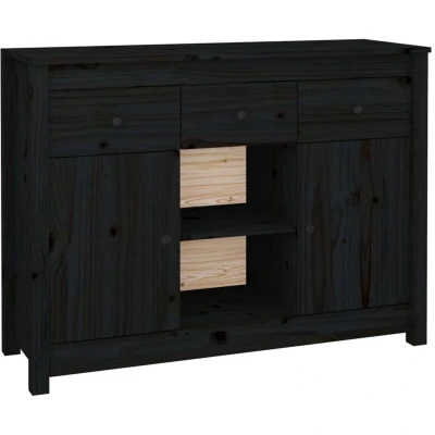 Image of vidaXL Sideboard Black 100x35x74,5 cm Solid Wood Pine