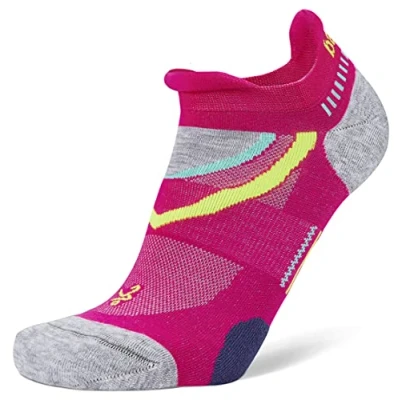 Image of Balega Women&#039;s Ultraglide Cushioning Performance No Show Athletic Running Socks (1 Pair) Men, Electric Pink/Midgrey, L