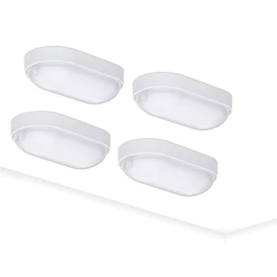 Image of Oktaplex lighting 4X LED Bulkhead Light 9W 800lm IP65 4000 K Neutral White for Basement Outdoor Waterproof Cellar Oval Lamp Loft