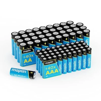 Image of Maplin 40x AA LR6 / AAA LR03 1.5V Alkaline Batteries (Triple A) 10 Year Shelf Life High Performance