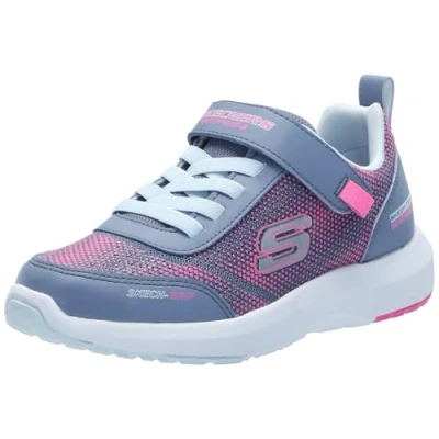 Image of Skechers Dynamic Tread Trainers Charcoal/pink for kids, Size: 11.5K, Imitation leather/ textile