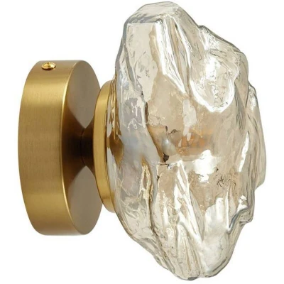 Image of Lindby wall light Piatra, amber/brass, glass, Ø 16 cm, G9