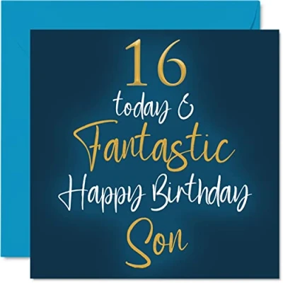 Image of Fantastic 16th Birthday Cards for Son 16 Today &amp; Happy Card from Mum or Dad, Gifts, 145mm x Greeting Gift