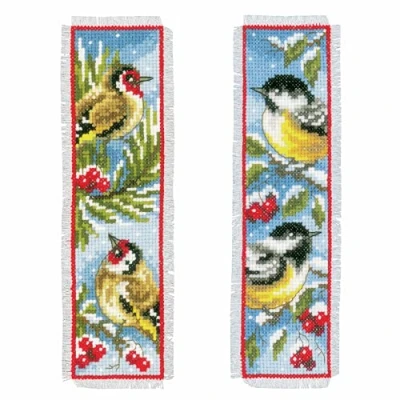 Image of Vervaco Counted Cross Stitch Bookmark: Birds in Winter: Set of 2, Other, NA, 6 x 20cm
