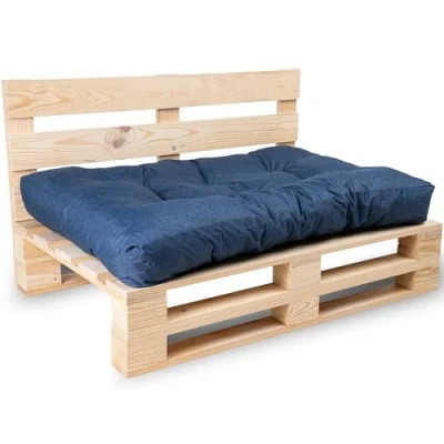 Image of bananair Pallet Cushions Outdoor Water Repellent &amp; UV Resistant Fabric Highly Comfortable Foam Padded Garden Furniture (Seat Cushion 120x80 cm, Blue)