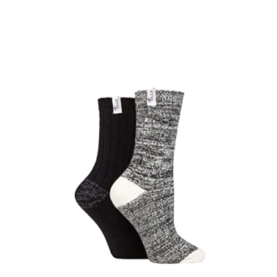 Image of Elle Ladies Velvet Soft and Sparkle Boot Socks Pack of 2 Size 4 8 in Assorted Colours Perfect for Walking Hiking Blacks