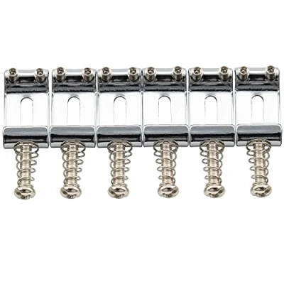 Image of Musiclily Pro 10.5mm Steel Vintage Style Guitar Tremolo Bridge Saddles for Strat Stratocaster Electric Guitar, Chrome(Set of 6)