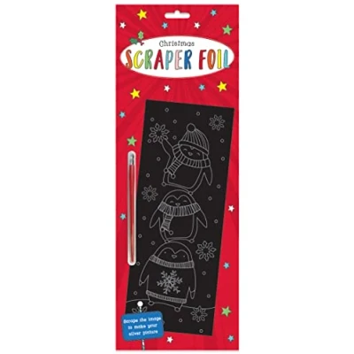 Image of QDS Christmas Scraperfoil Silver Engraving Art Set Childrens Stocking Filler Activity (Penguin design)
