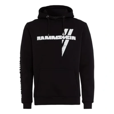 Image of Rammstein Men&#039;s Hoodie &quot;Weisses Kreuz&quot; Official Band Merchandise, Black Fan with Multicoloured Front and Back Print XX Large