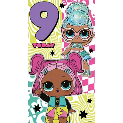 Image of lol surprise, age 9, birthday card