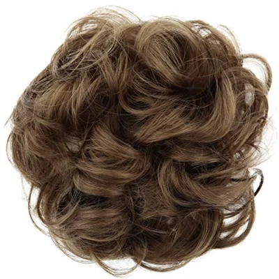 Image of CAISHA Messy Scrunchie Bun Voluminous Wavy Hairpiece Heat resistant Synthetic Fibres Medium Brown G7A