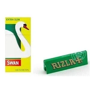 Image of Rizla Green Rolling Papers and Swan Extra Slim Filter Tips (600)