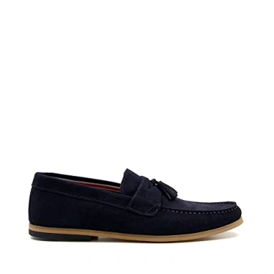 Image of Dune Mens BART Suede Loafers Size UK 11 Navy Flat Heel