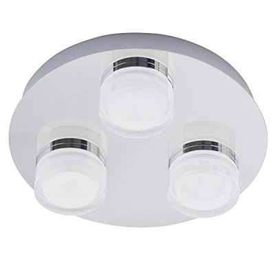 Image of LITECRAFT Bolton Bathroom IP44 Rated LED Ceiling Light Polished Chrome (3 Light, Spotlight Plate)