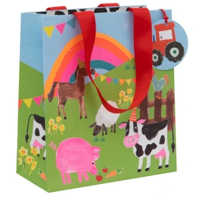 Image of Glick Luxury Gift Bag, Farmyard Large Celebration Birthday Bag for Children, 260 x 315 135 mm, Multi Colour
