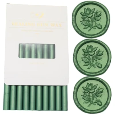 Image of Wax Seal Sticks, Atobpp 10pcs Sealing Sticks Glue Gun for Stamp, Letter 0.43&#039;&#039; (Pine Green)