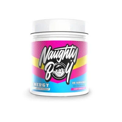 Image of Naughty Boy High Energy Pre Workout Powder with Beta Alanine, Citrulline &amp; Caffeine Supplements for Men Women Clinically Dosed Drink 390g/30 Servings (Candy Bubblegum)