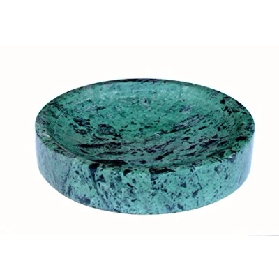 Image of KLEO Natural Stone Soap Dish Holder Bath Accessories For Bathroom, Tub or Wash Basin Round Green
