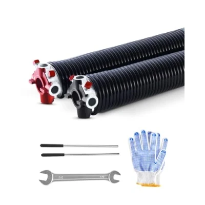 Image of VEVOR Garage Door Torsion Springs, Pair of 0.25 x 2 31 in, 16000 Cycles, Electrophoresis Black Coated for Replacement, Springs with Non Slip Winding Bars, Gloves and Mounting Wrench